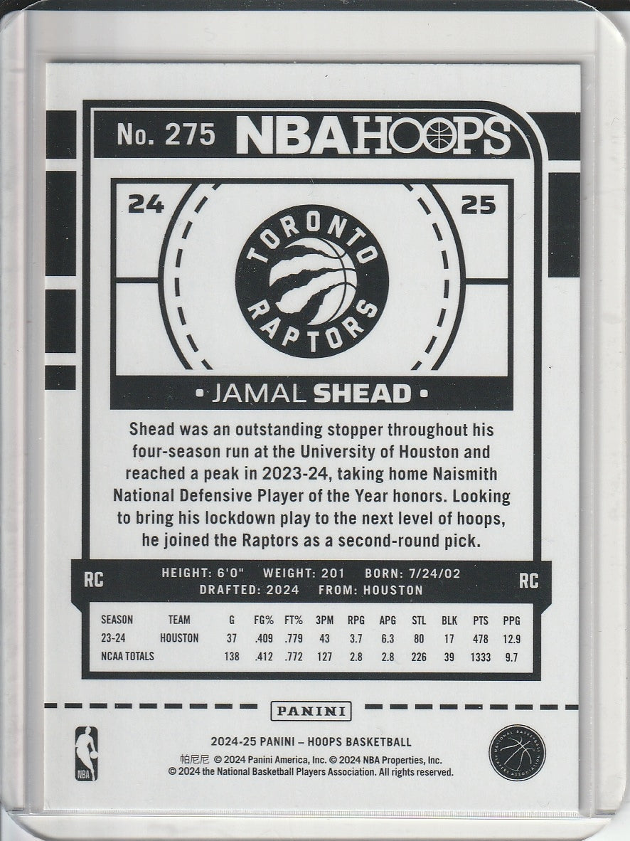 2024-25 Panini Hoops Basketball - Jamal Shead RC Rookie