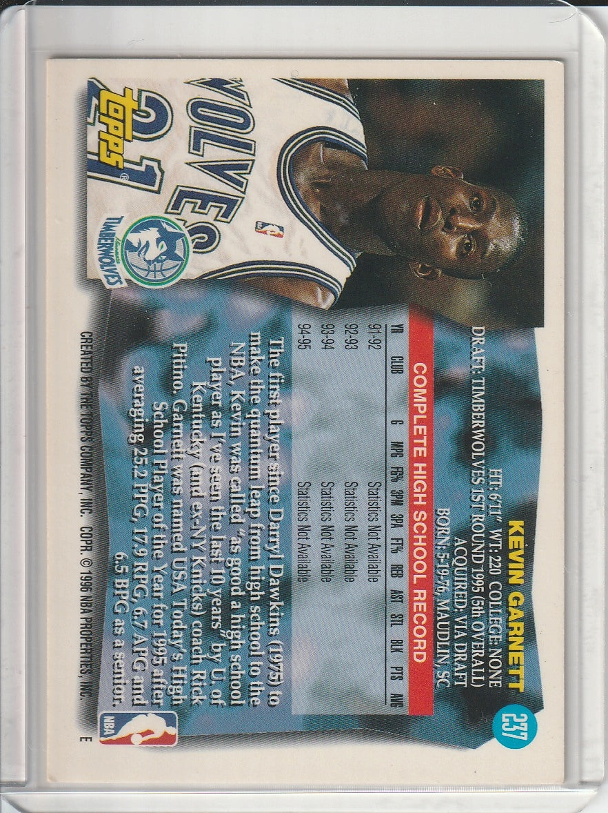 1995-96 Topps Basketball - Kevin Garnet RC Rookie