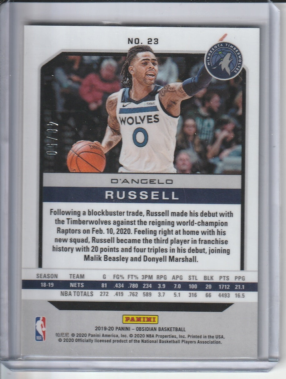 2019-20 Panini Obsidian Basketball - D'Angelo Russell 'Orange' /50