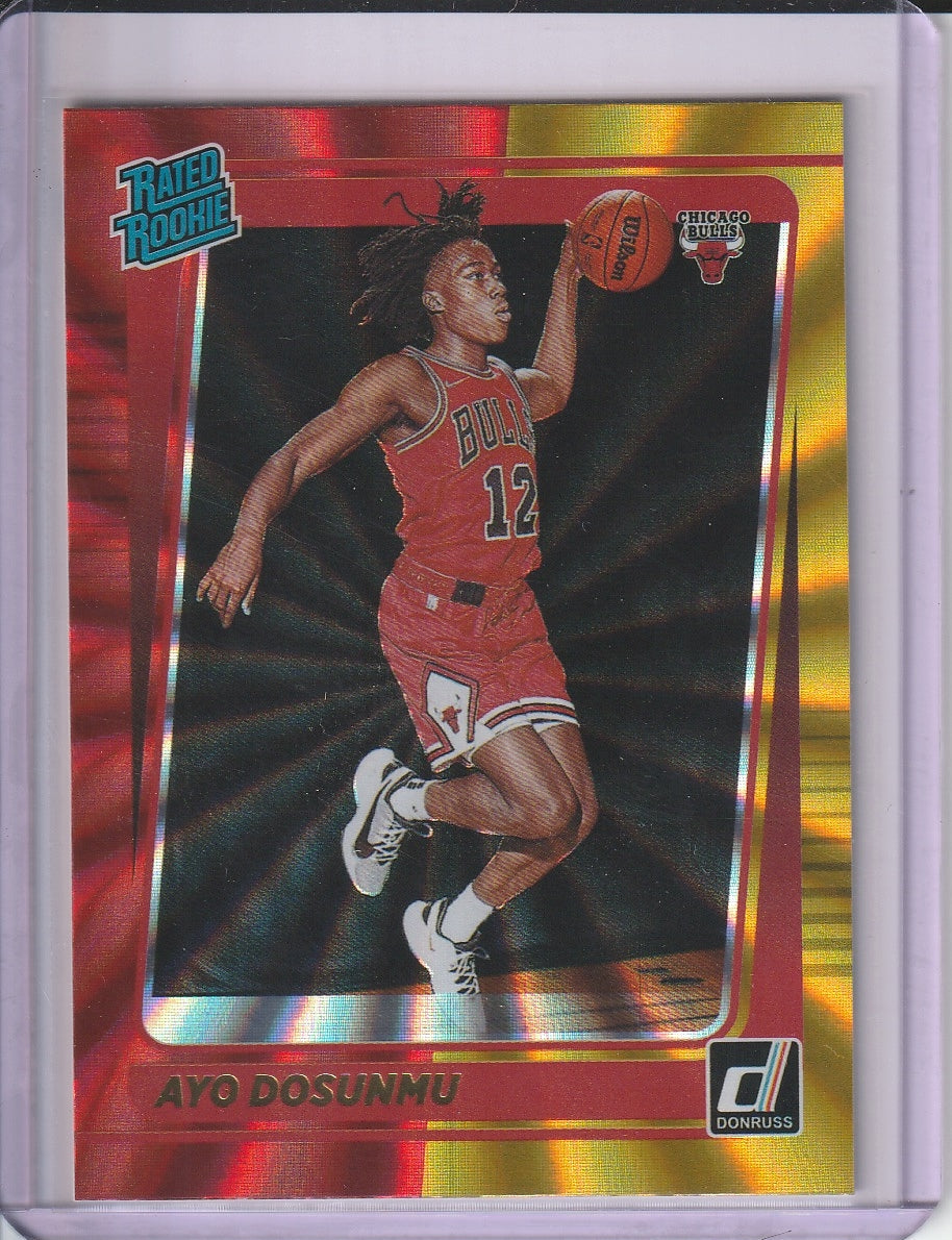 2021-22 Panini Donruss Basketball - Ayo Dosunmu 'Rated Rookie' Red and Yellow Laser RC