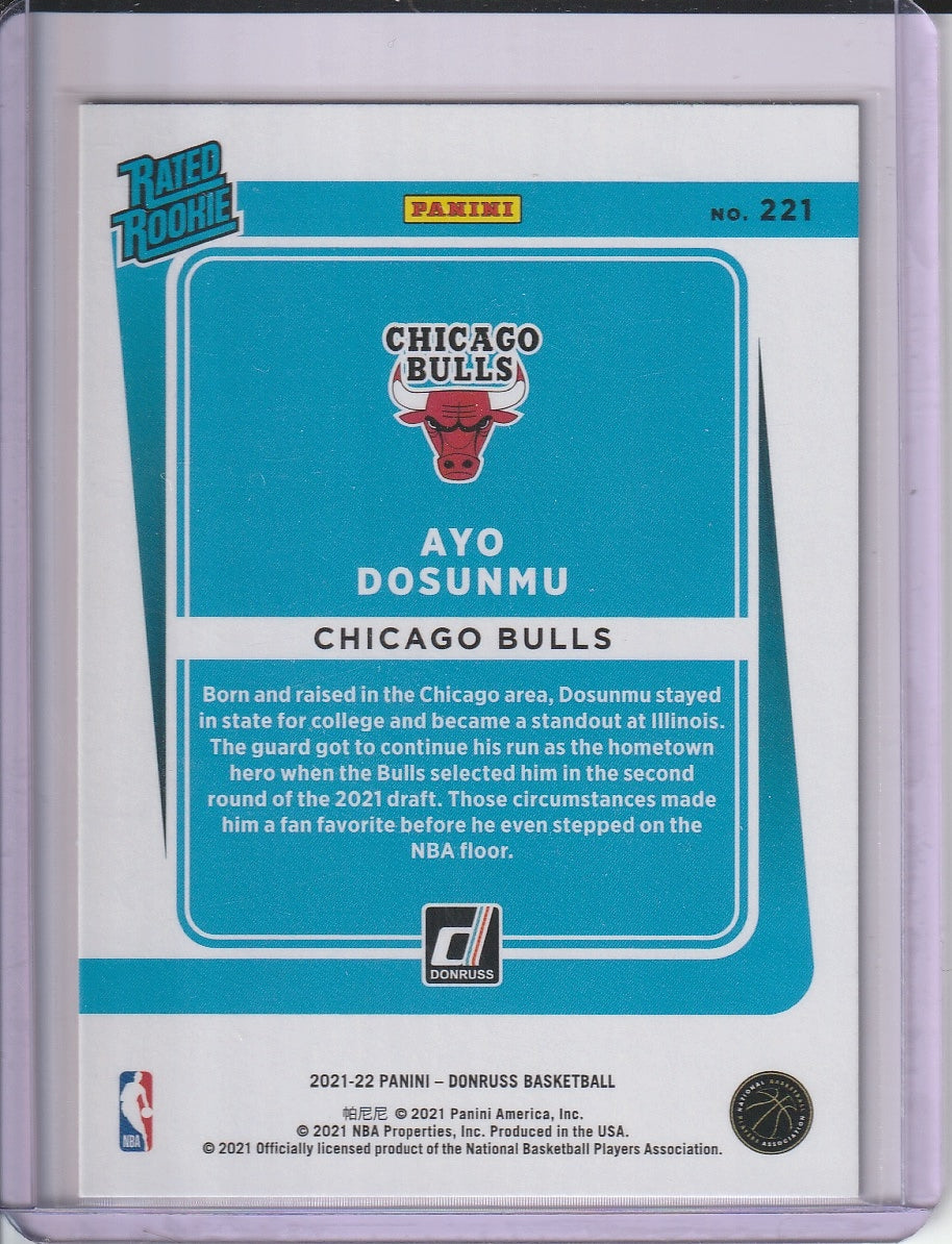 2021-22 Panini Donruss Basketball - Ayo Dosunmu 'Rated Rookie' Red and Yellow Laser RC