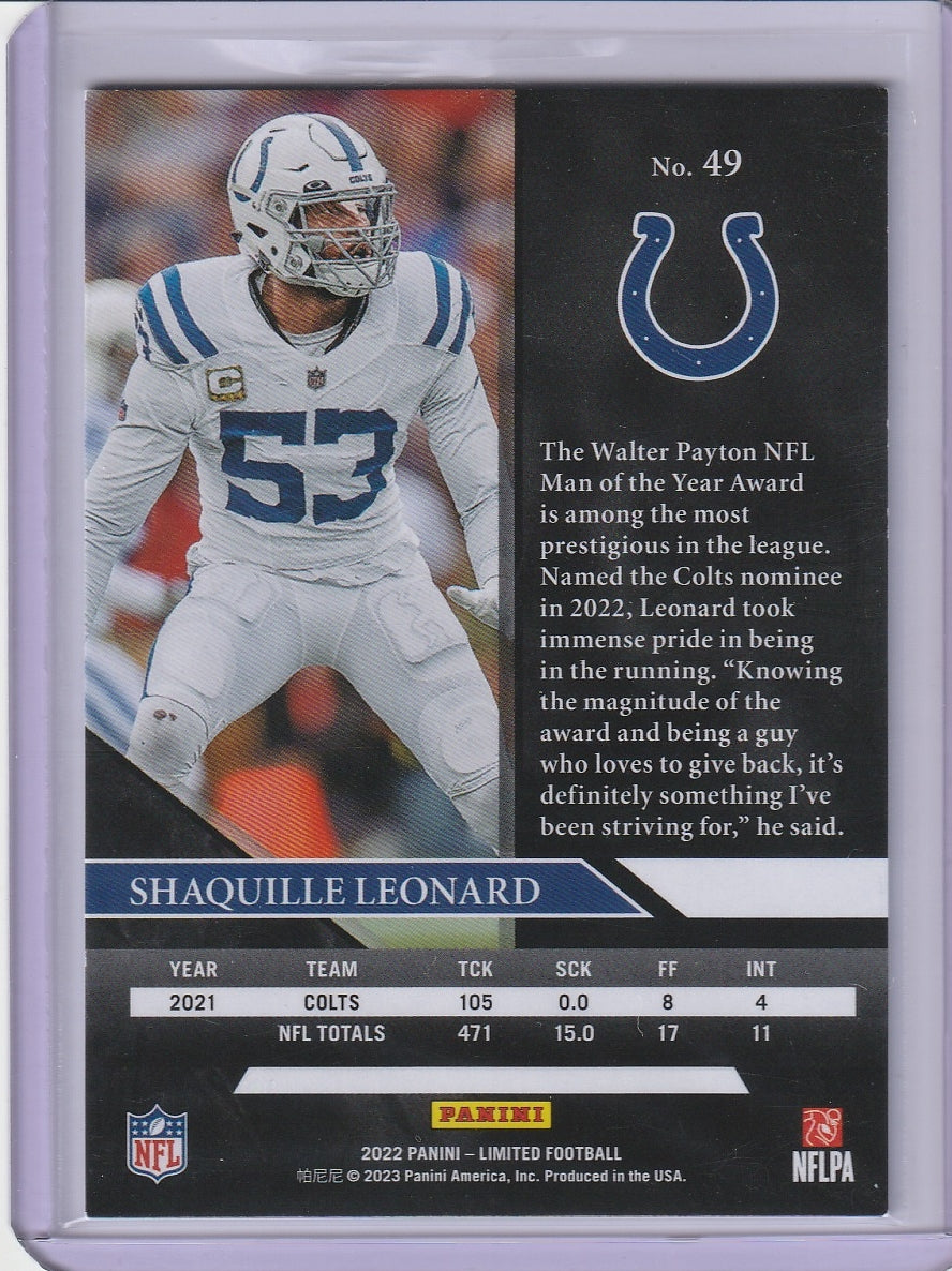 2022 Panini Limited Football - Shaquille Leonard