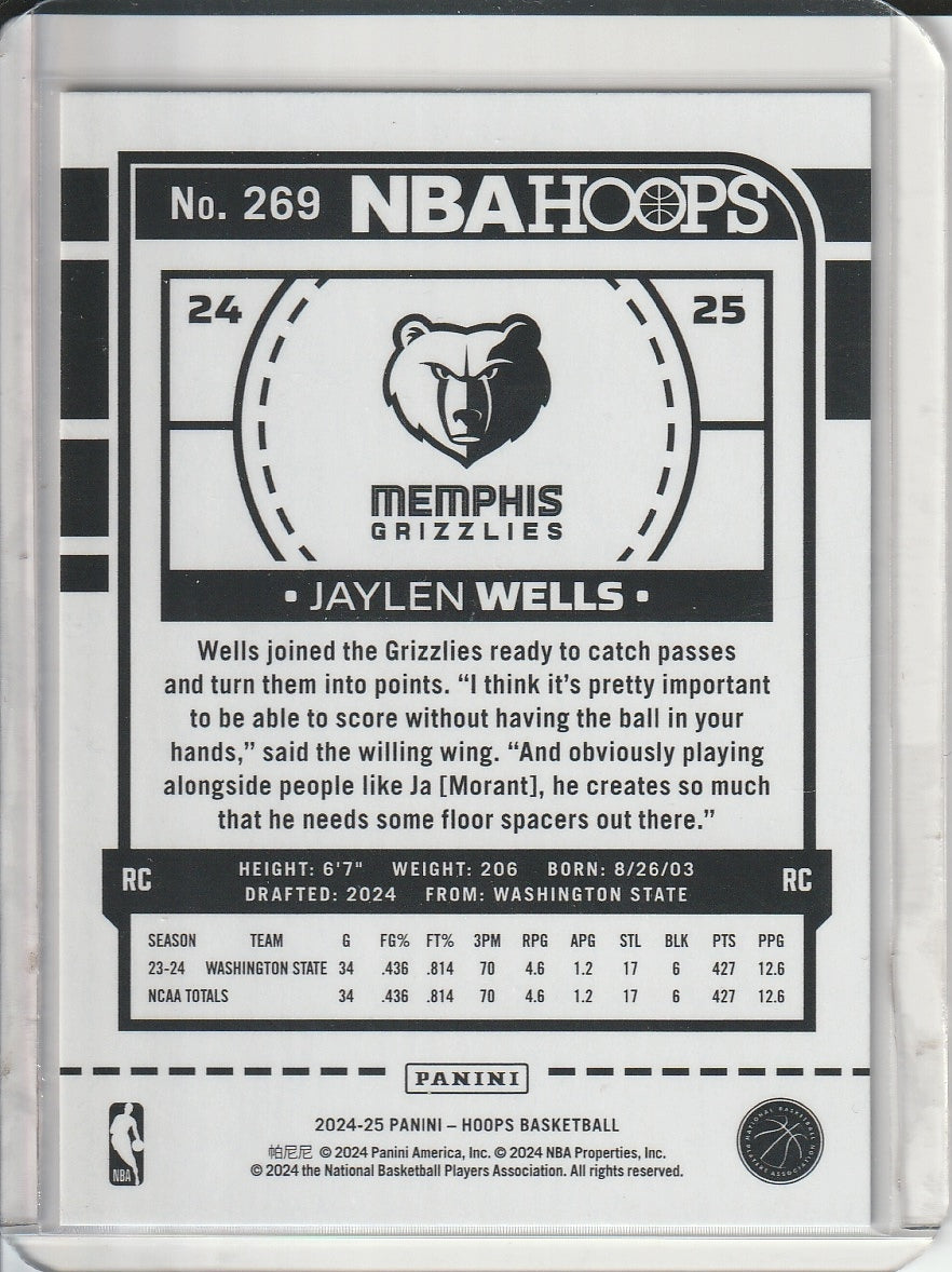 2024-25 Panini Hoops Basketball - Jaylen Wells RC Rookie