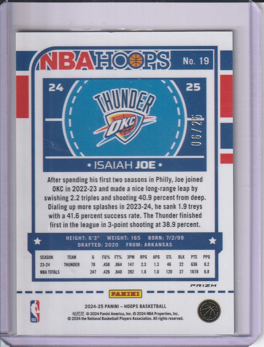 2024-25 Panini Hoops Basketball - Isaiah Joe 'Green Wave Prizm' /25