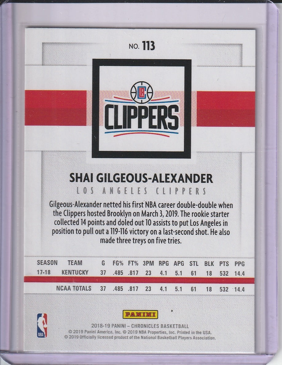 2028-19 Panini Chronicles Basketball - Shai Gilgeous-Alexander 'Panini' RC Rookie