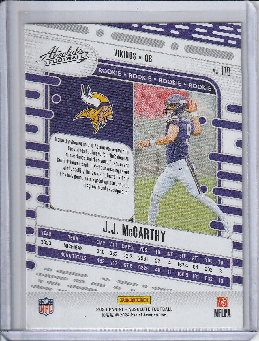 2021 Panini Absolute Football - J.J McCarthy RC Rookie