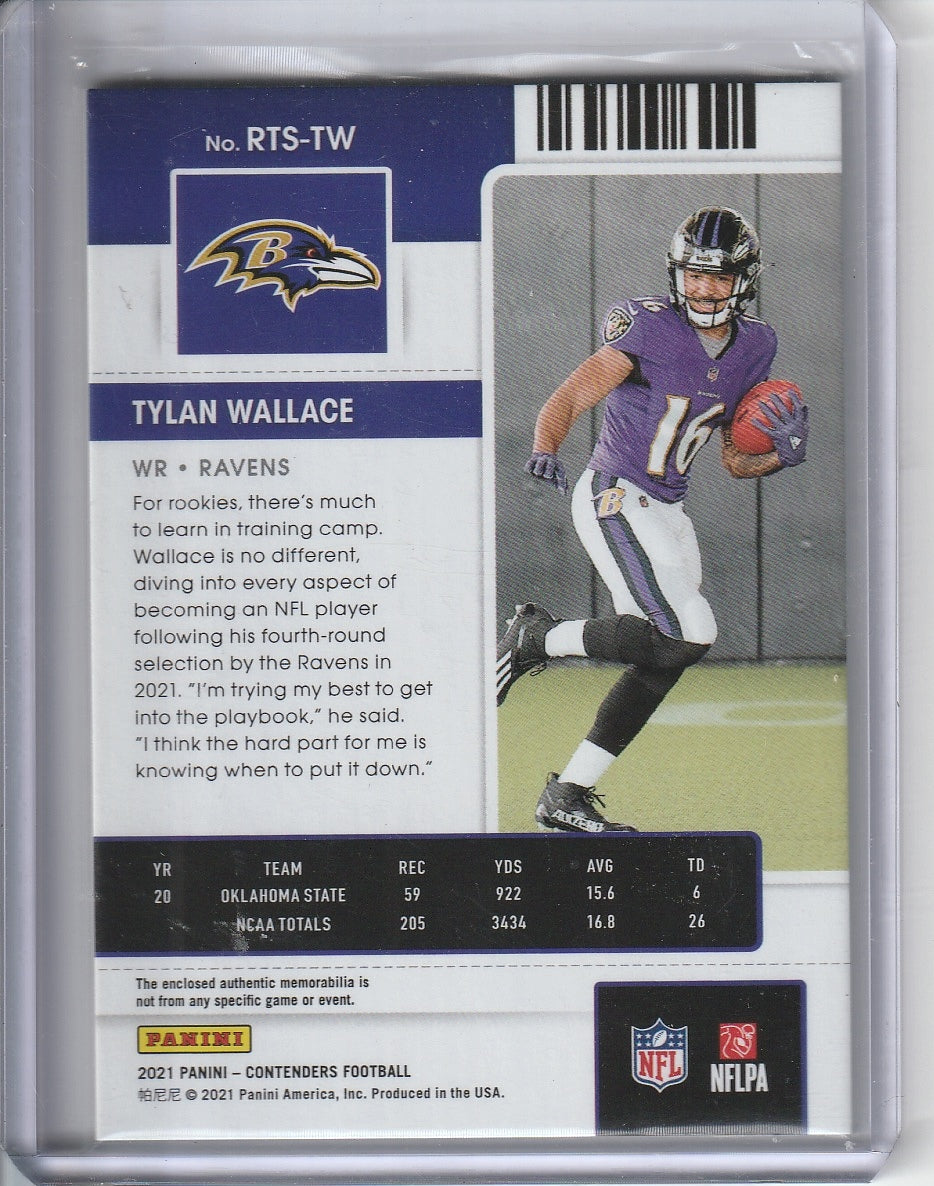 2021 Panini Contenders Football - Tylan Wallace 'Rookie Ticket Swatch' Green RC Rookie Relic