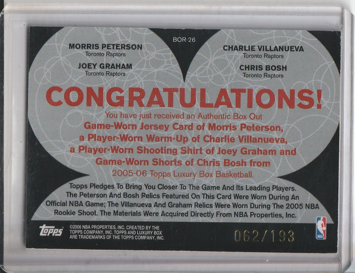 2005-06 Topps Luxury Box Basketball - Bosh/Peterson/Villanueva/Graham 'Quad Relic' /193