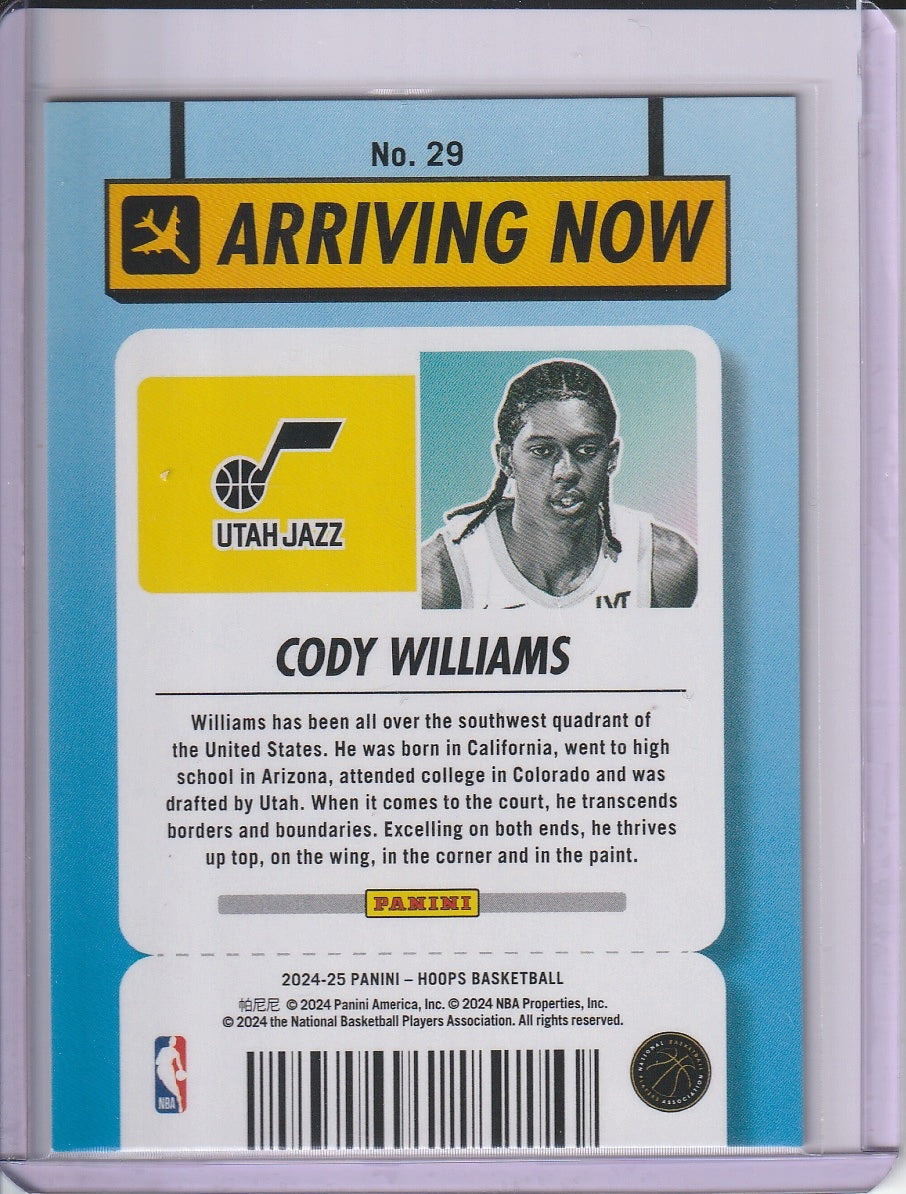 2024-25 Panini Hoops Basketball - Cody Williams 'Arriving Now' Holo