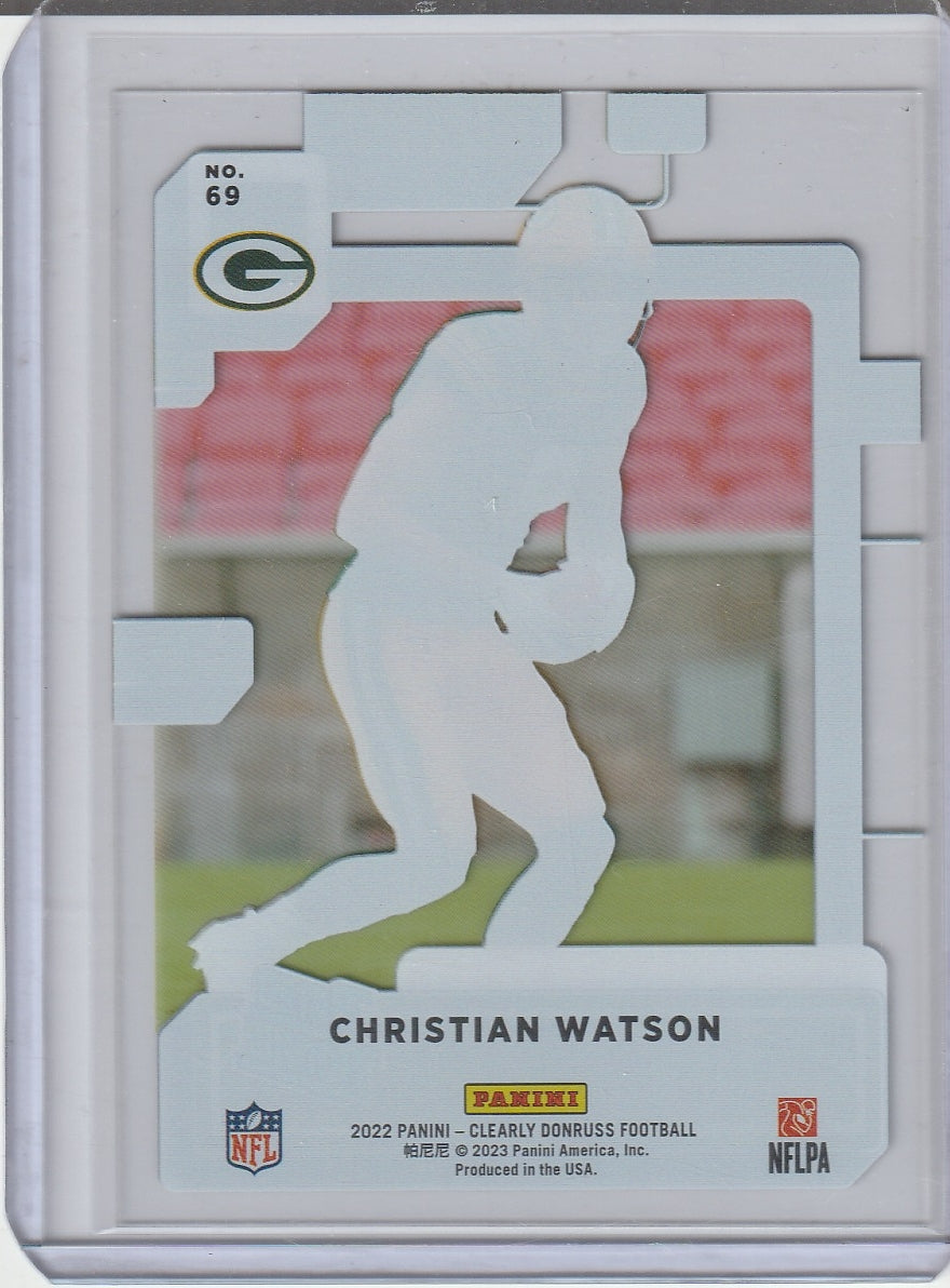 2022 Panini Clearly Donruss Football - Christian Watson 'Rated Rookie' RC Rookie