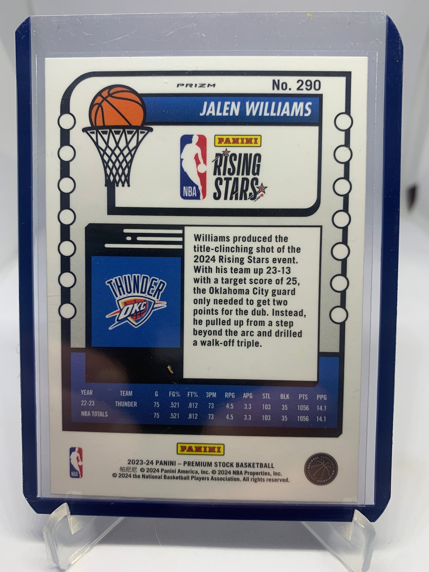 2023-24 Panini Hoops Premium Stock Basketball - Jalen Williams ‘Rising Stars’ Cracked Ice Prizm