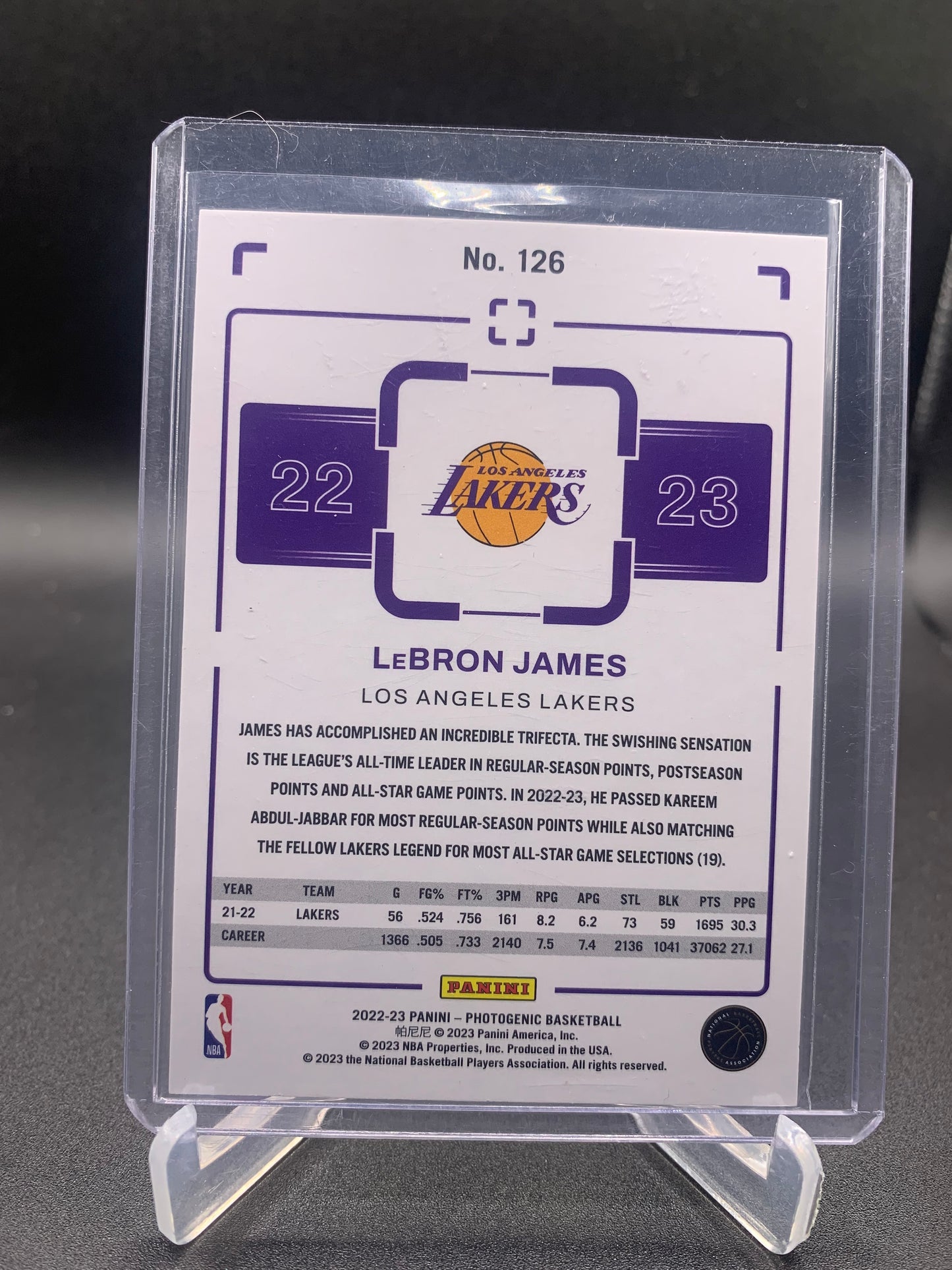 2022-23 Panini Photogenic Basketball - LeBron James ‘38,390 Points Scoring Record’