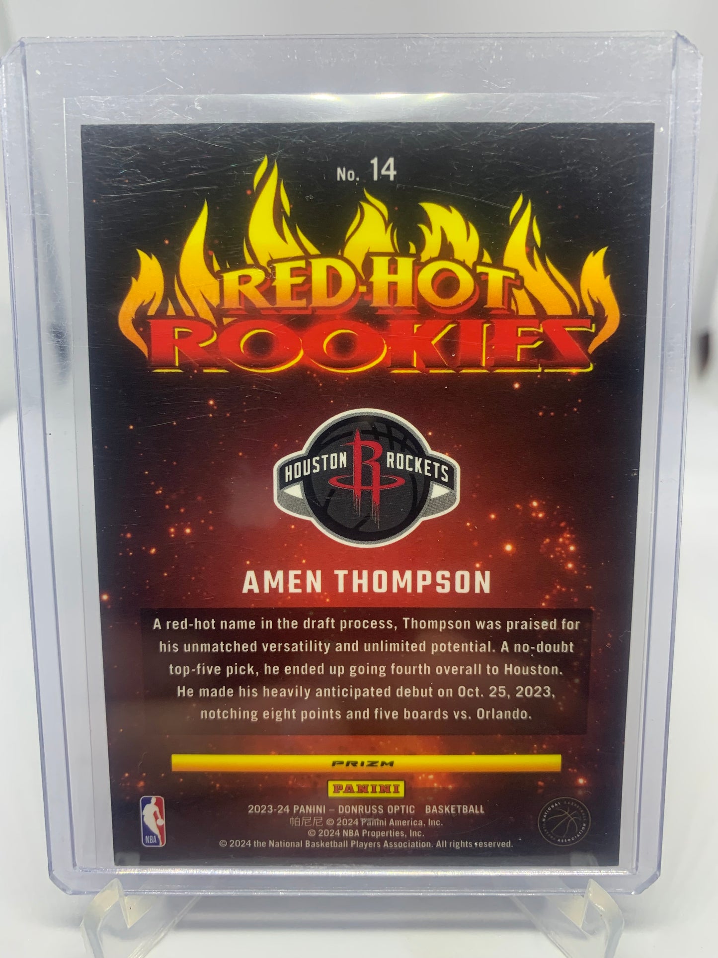 2023-24 Donruss Optic Basketball - Amen Thompson ‘Red Hot Rookies’ Silver Prizm RC Rookie