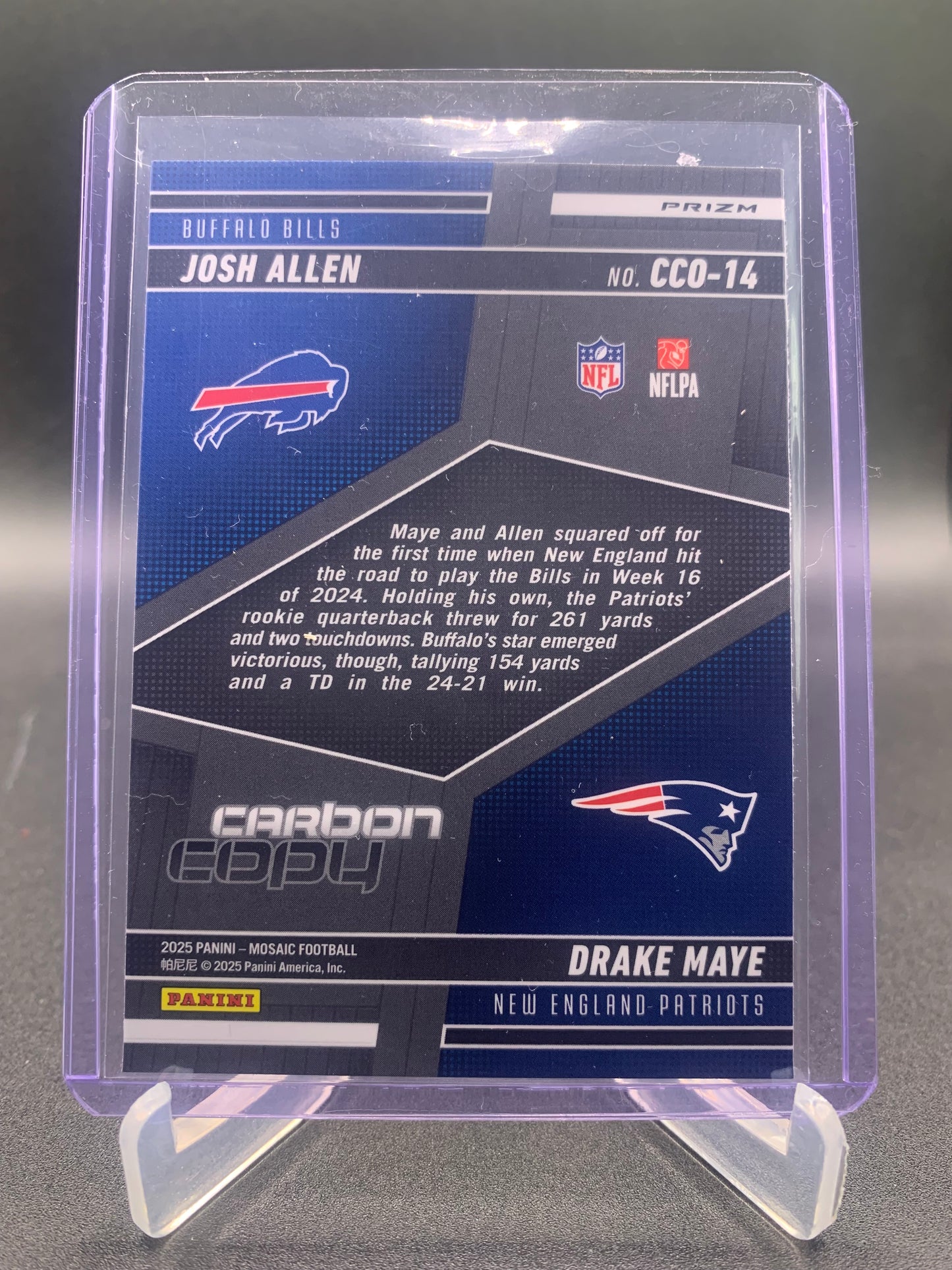 2025 Panini Mosaic Football - Josh Allen, Drake Maye ‘Carbon Copy’ No Huddle Prizm