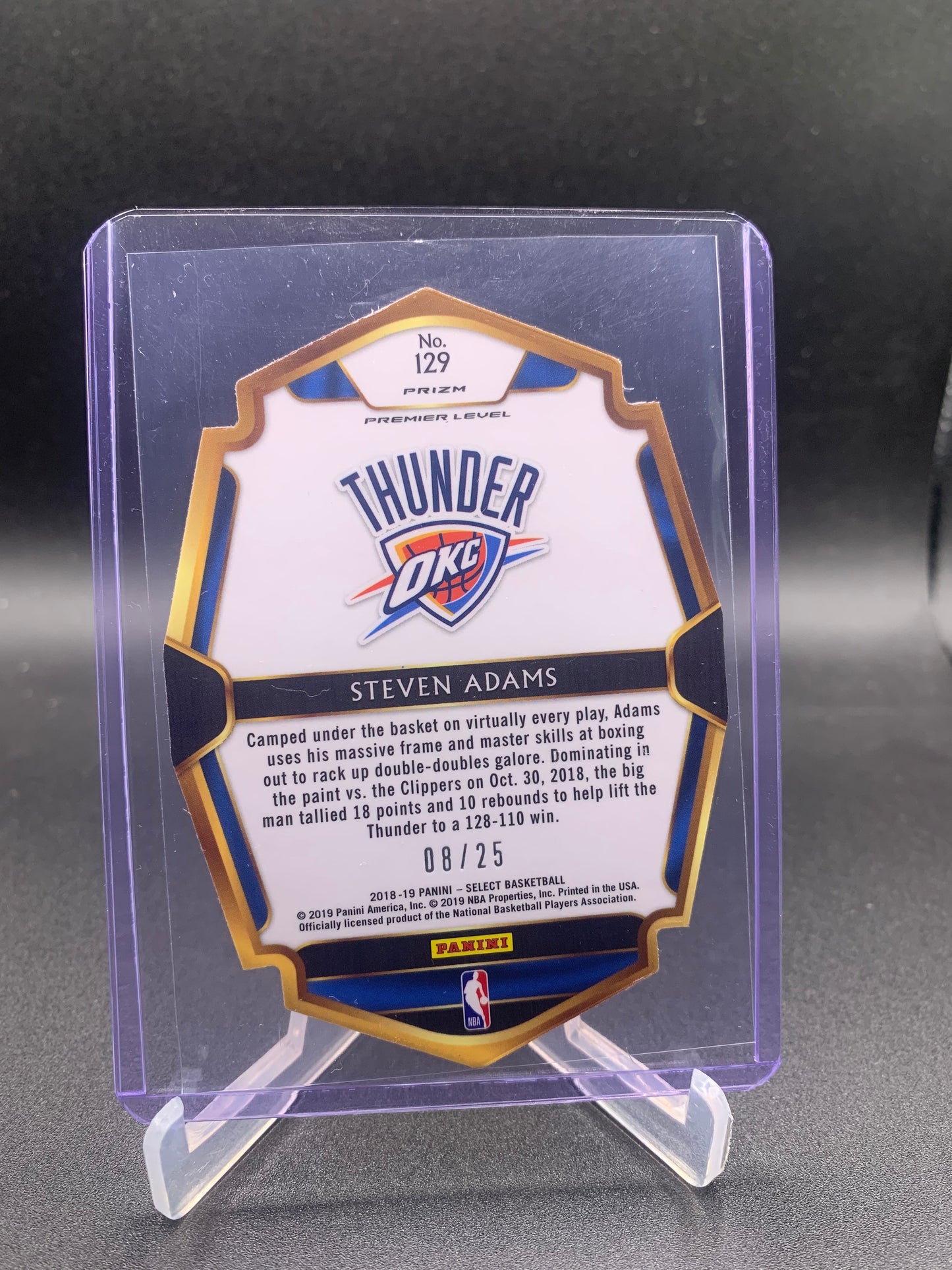 2018-19 Panini Select Basketball- Steven Adams ‘Premier Level’ Die Cut, Tie Dye /25
