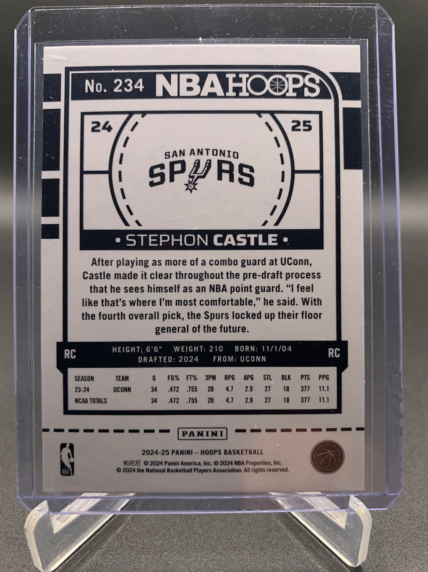 2024-25 Panini Hoops Basketball - Stephon Castle ‘Neon Green’ RC Rookie
