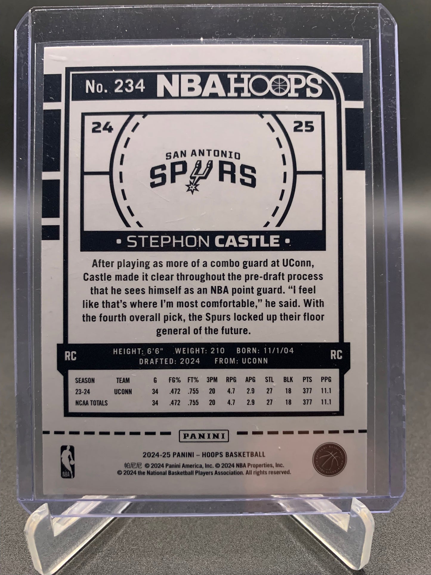 2024-25 Panini Hoops Basketball - Stephon Castle ‘Neon Green’ RC Rookie