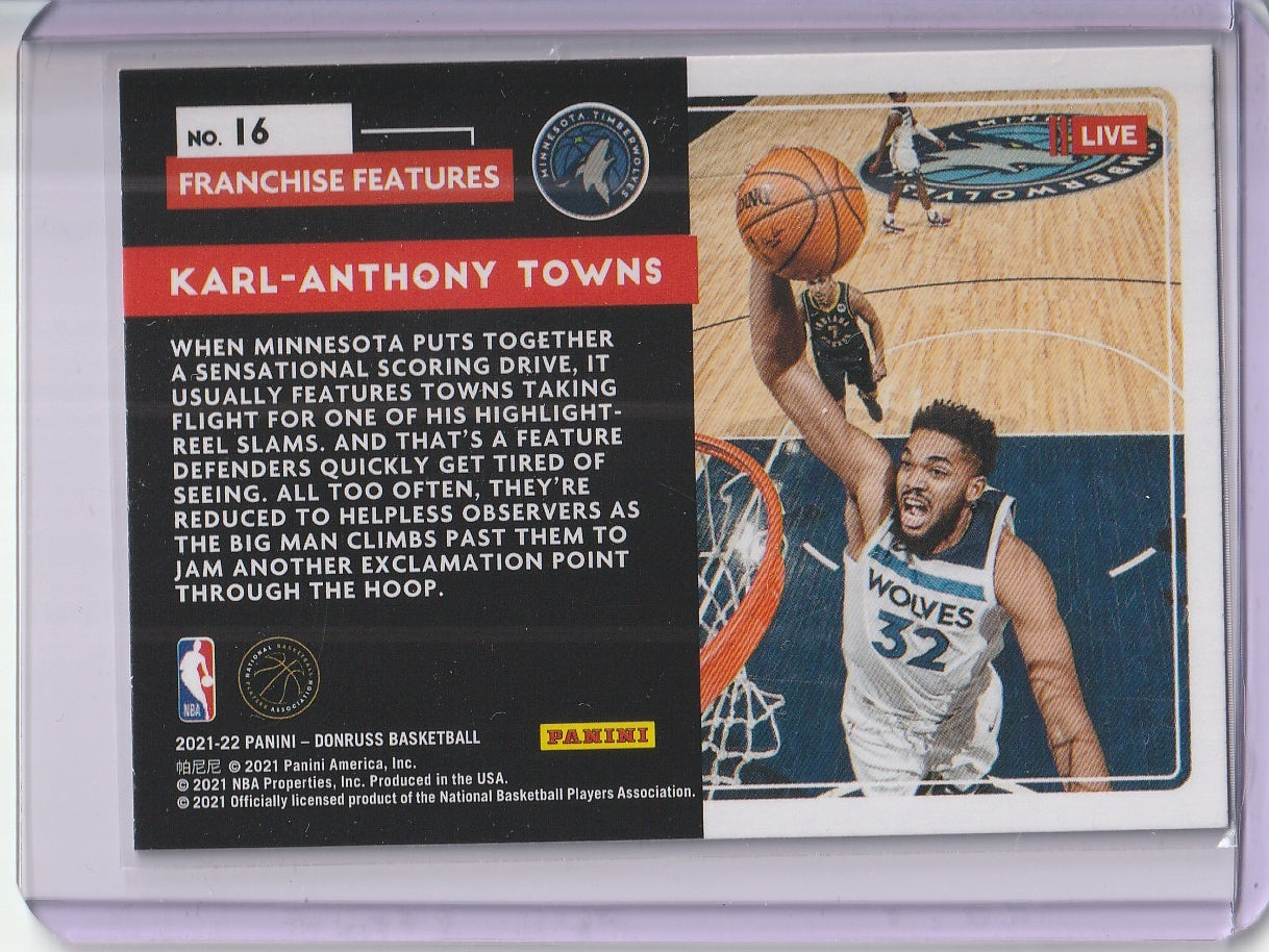 2021-22 Donruss Basketball - Karl-Anthony Towns, Franchise Features, Teal Laser