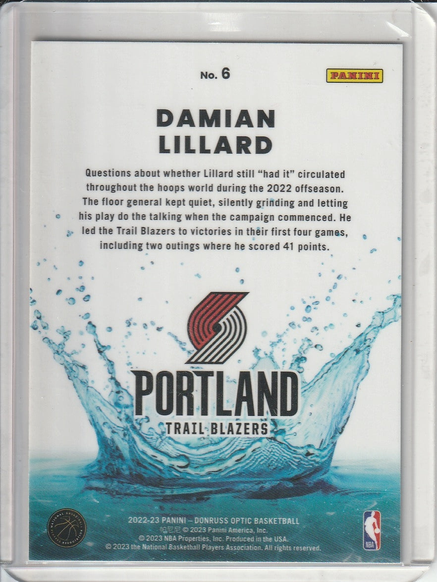 2022-23 Panini Donruss Optic Basketball - Damian Lillard 'Splash!'
