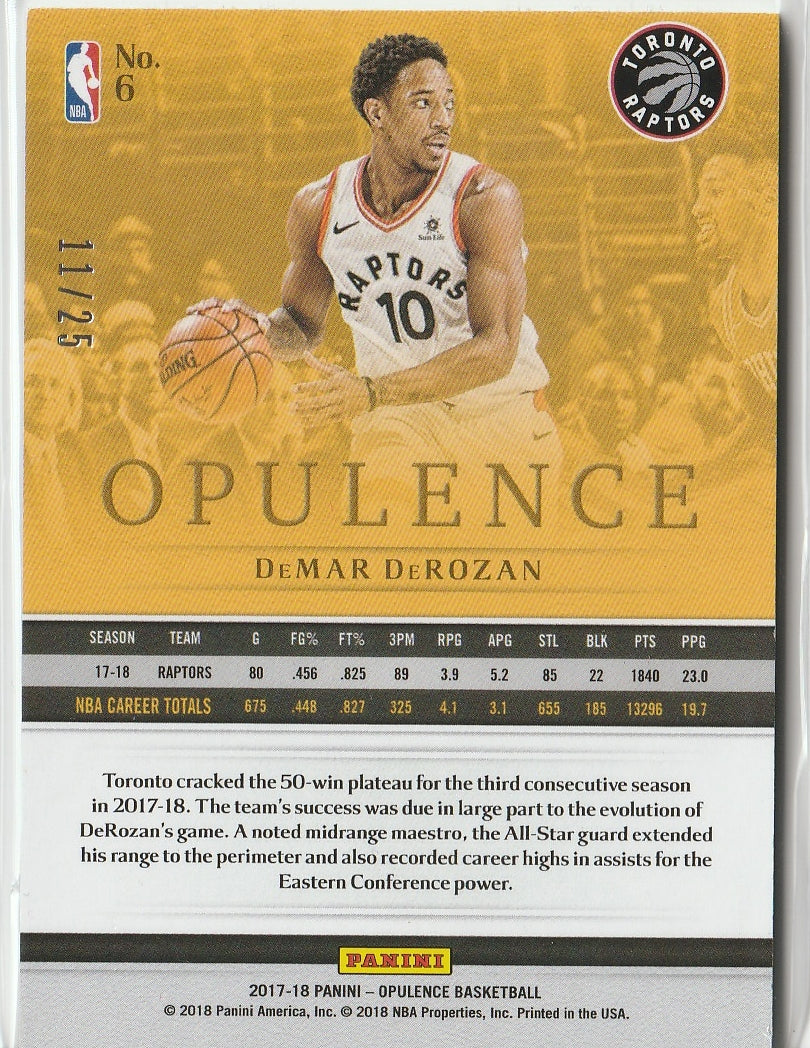2017-18 Panini Opulence Basketball - DeMar DeRozan Silver /25