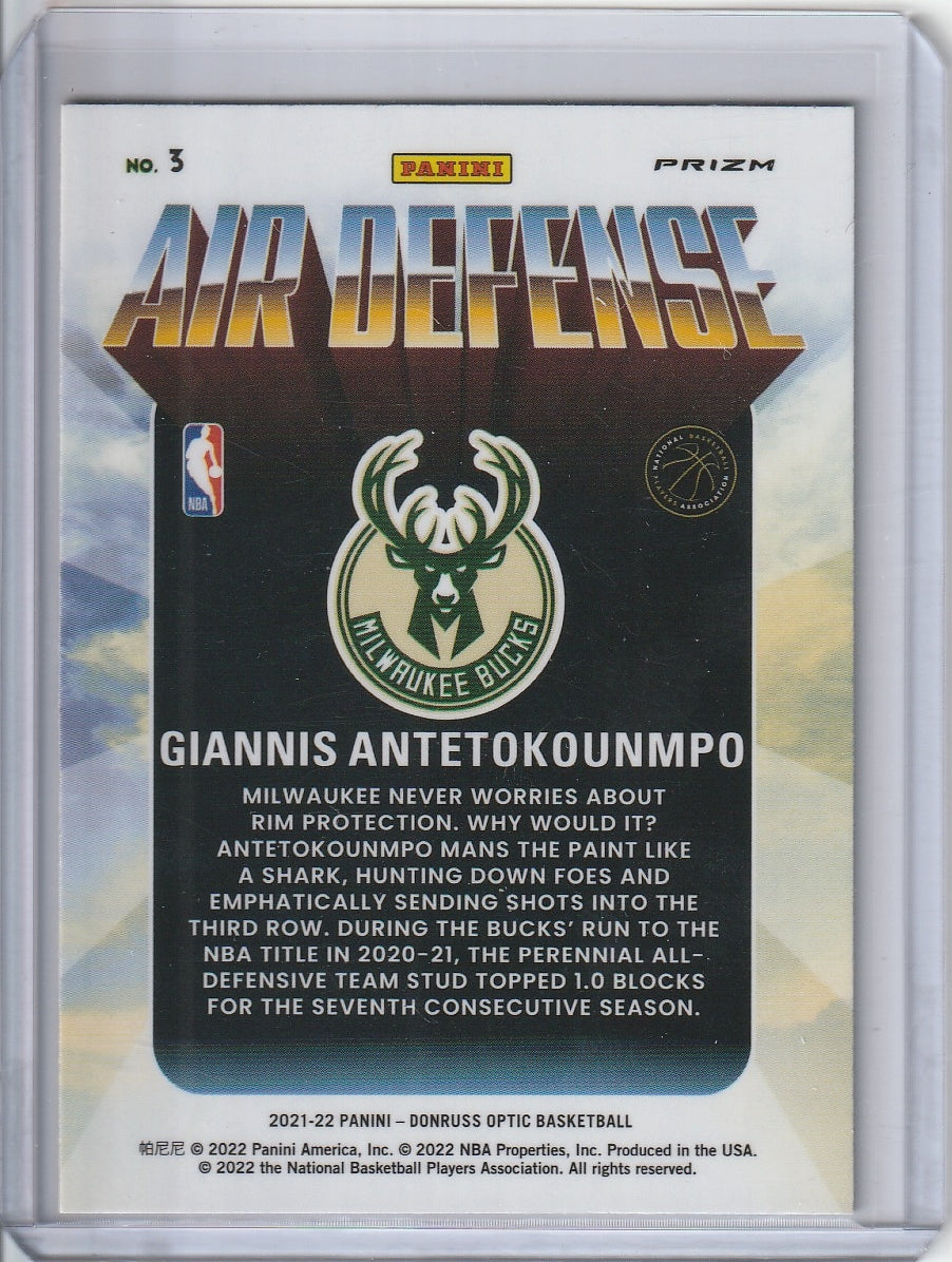 2021-22 Panini Donruss Optic Basketball - Giannis Antetokounmpo 'Air Defense' Silver Prizm