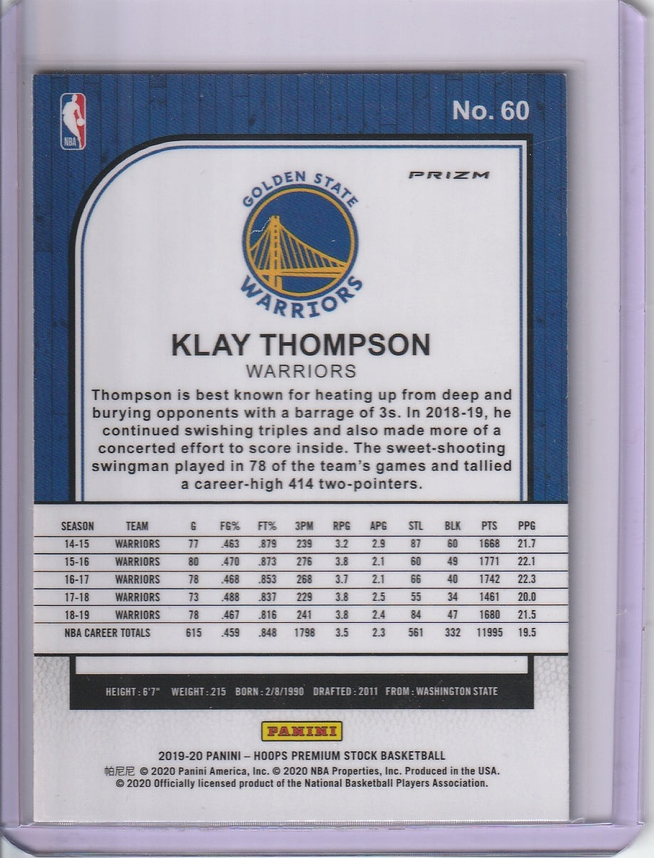2019-20 Panini Hoops Premium Stock Basketball - Klay Thompson 'Silver Flash'