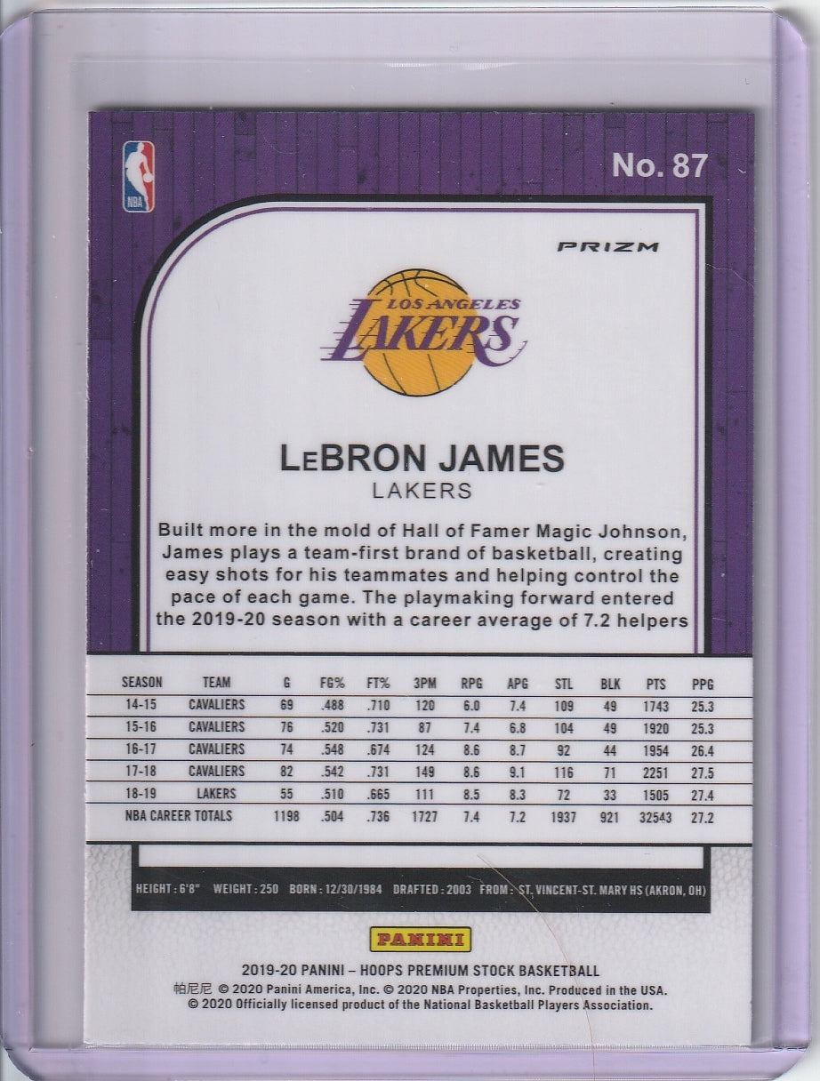 2019-20 Panini Premium Stock Basketball - LeBron James 'Flash' Holo