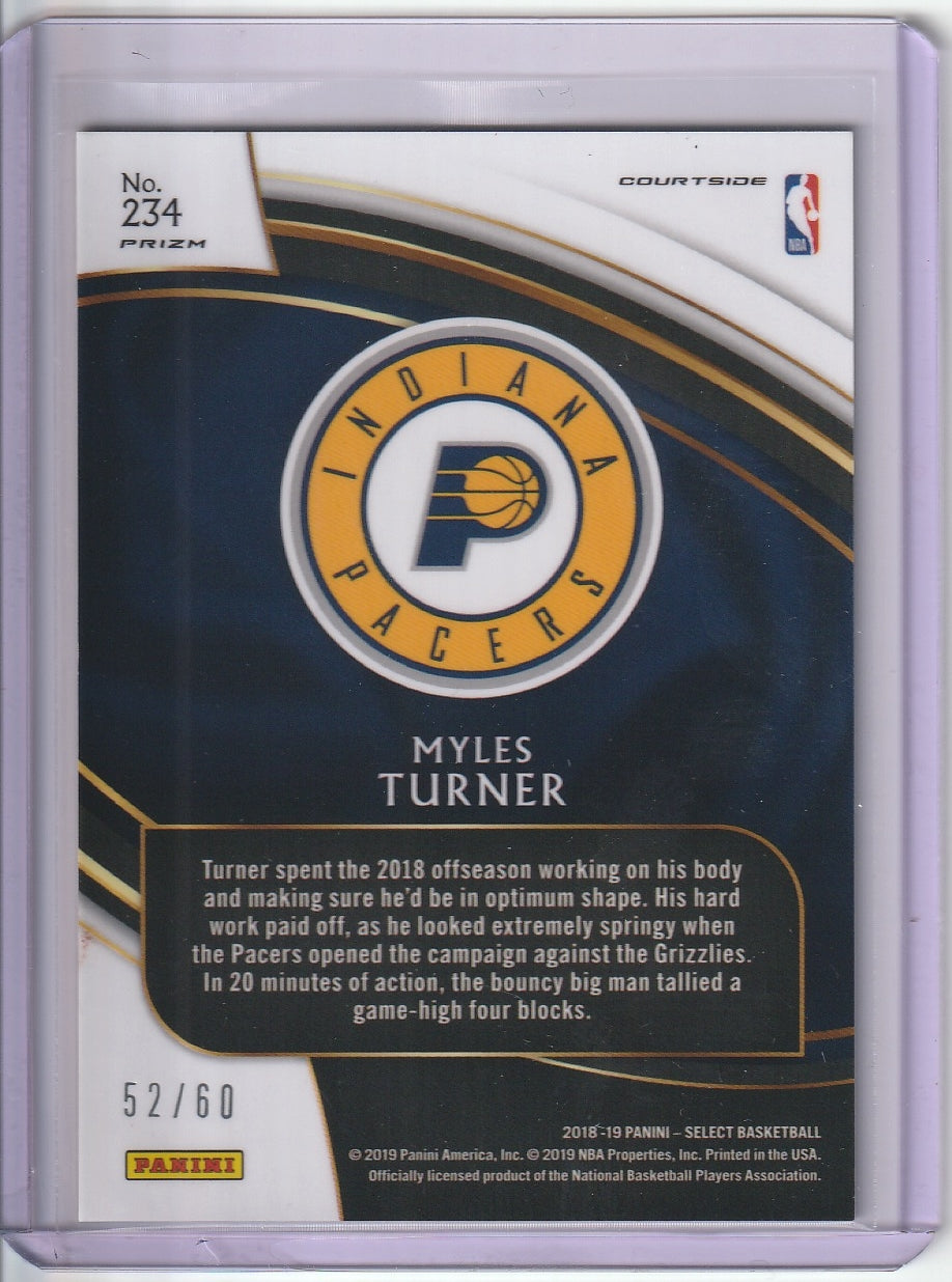 2018-19 Panini Select Basketball - Myles Turner 'Courtside' Copper Checkerboard /60