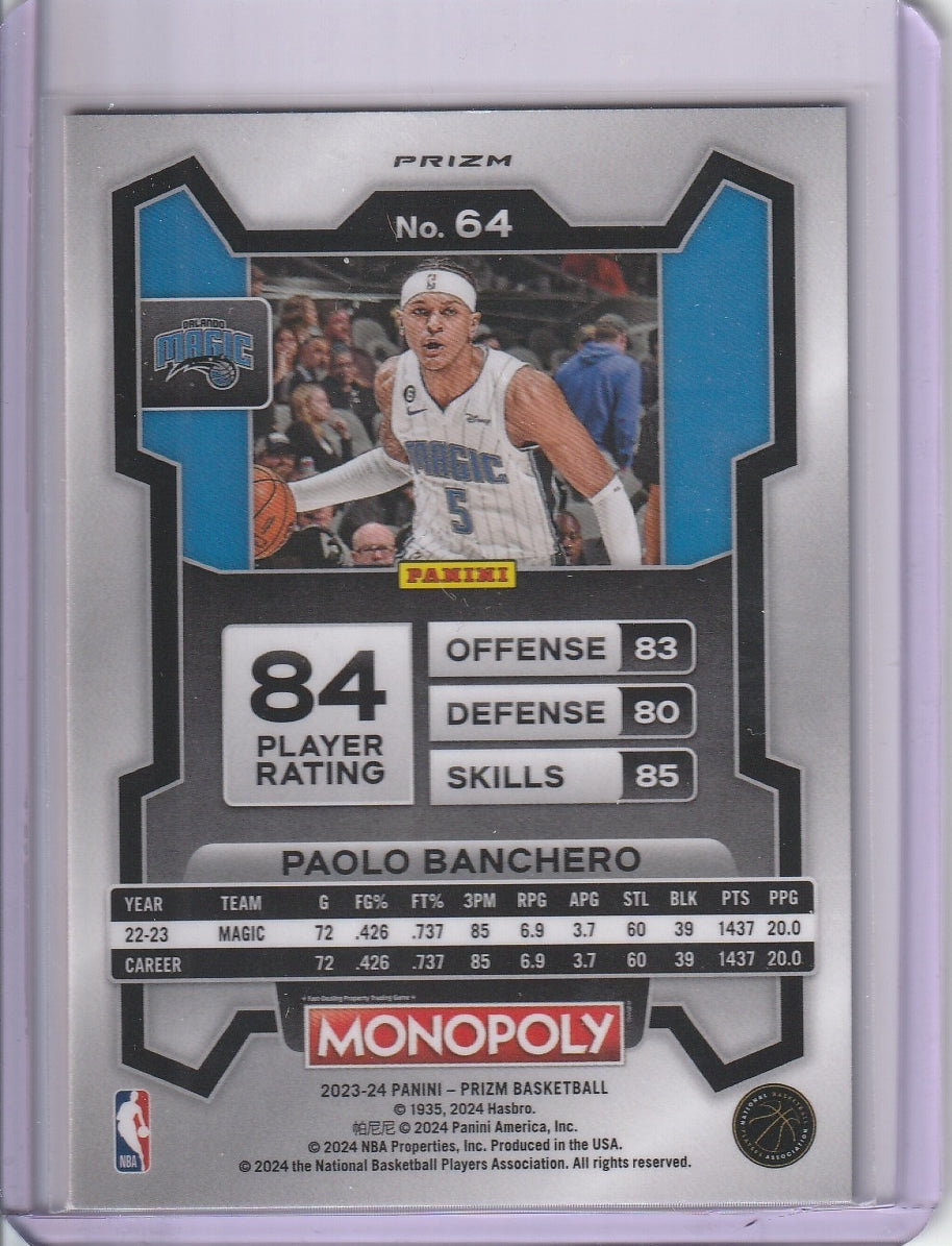 2023-24 Panini Prizm Basketball - Paolo Banchero 'Monopoly' Purple