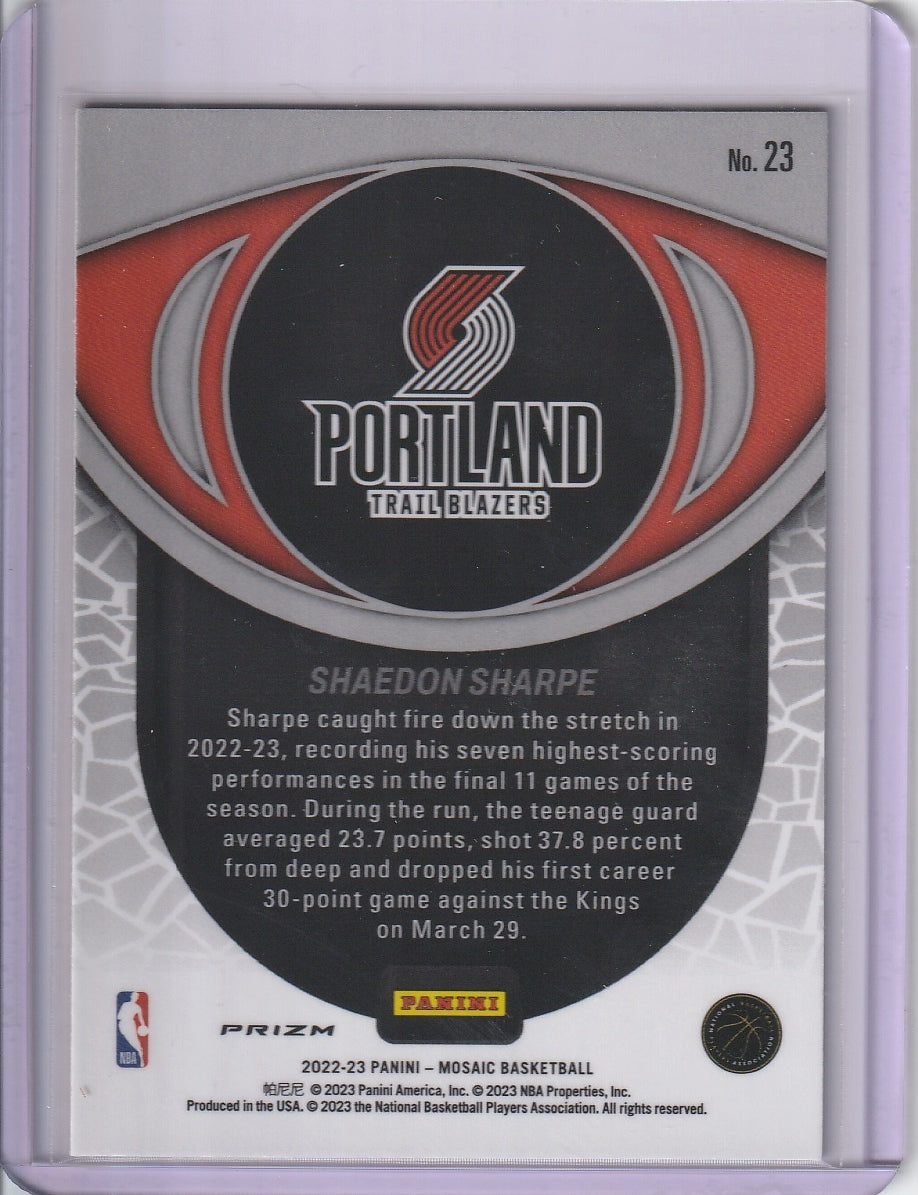 2022-23 Panini Mosaic Basketball - Shaedon Sharpe 'Overdrive' SP