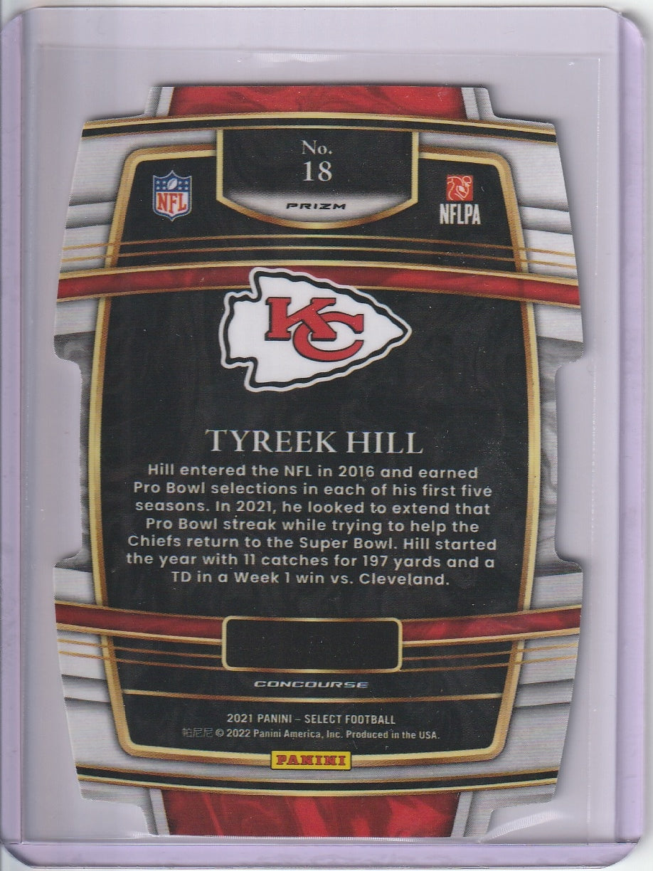 2021 Panini Select Football - Tyreek Hill, Green and Yellow Die Cut
