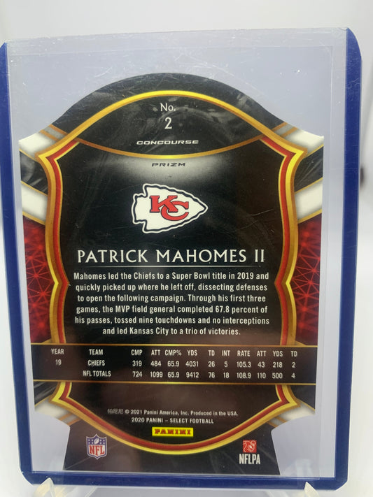 .2020 Panini Select Football - Patrick Mahomes II - ‘Concourse Red’ Die Cut Prizm