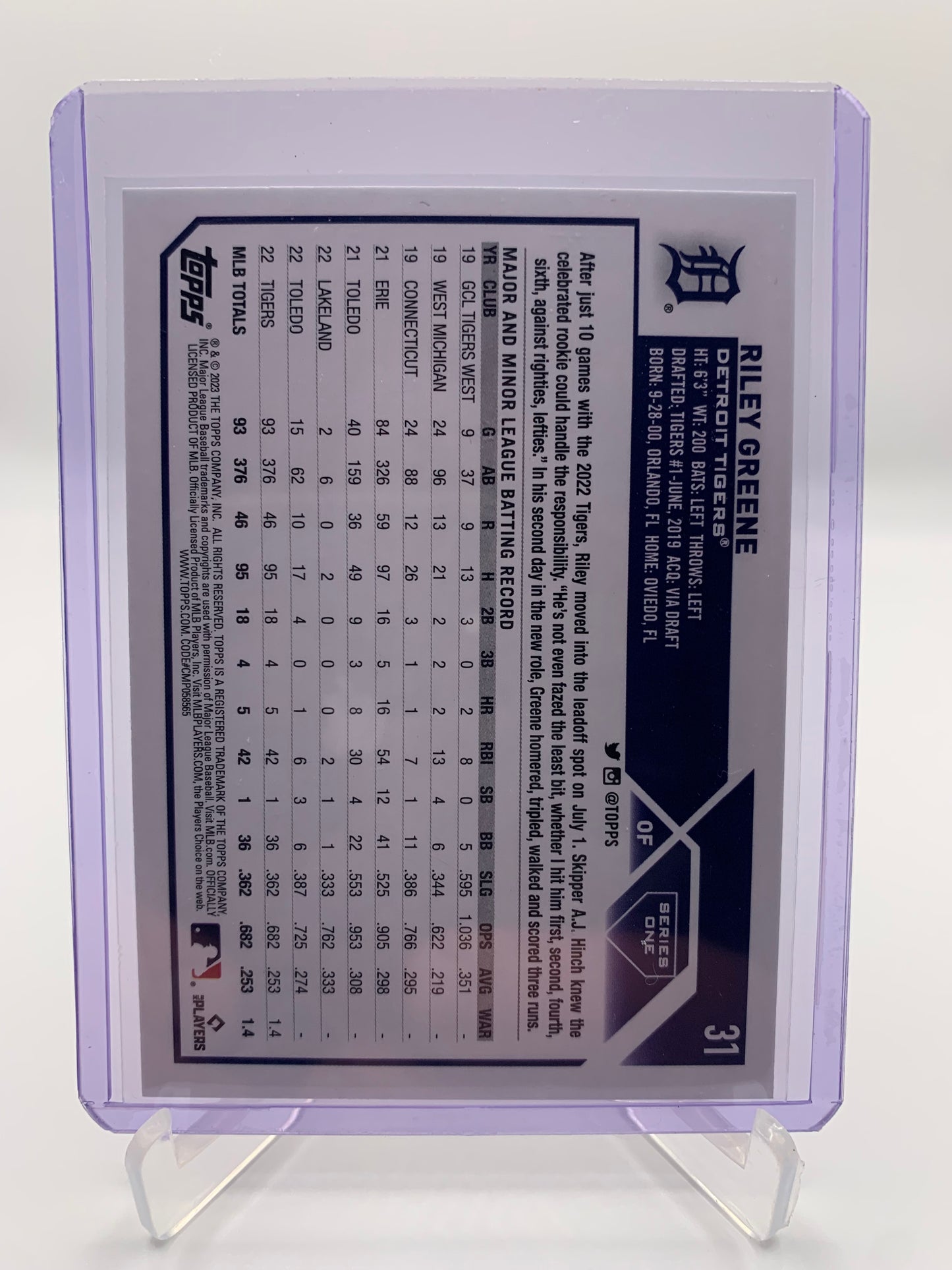 2023 Topps MLB Series One - Riley Greene RC Rookie