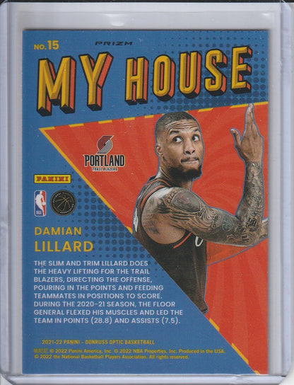 2021-22 Panini Donruss Optic Basketball - Damian Lillard 'My House' Silver Prizm Holo