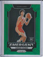 2024-25 Panini Prizm Basketball - Zaccharie Risacher 'Emergent' Green Prizm RC Rookie