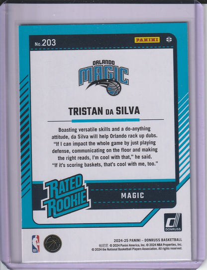 2024-25 Panini Donruss Basketball - Tristan Da Silva 'Rated Rookie' Green Laser RC