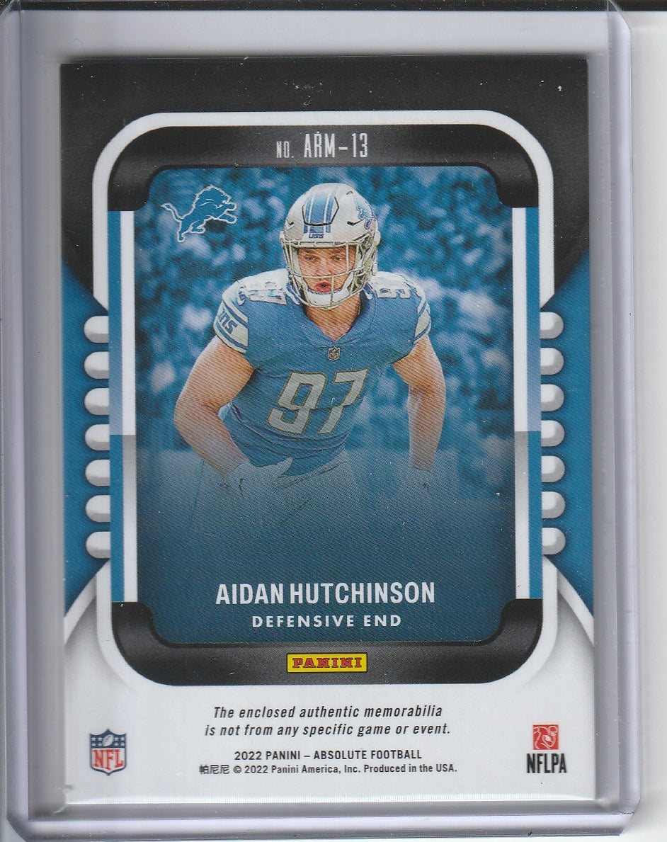 2022 Panini Absolute Football - Aidan Hutchinson 'Rookie Materials' Jersey Relic RC Rookie