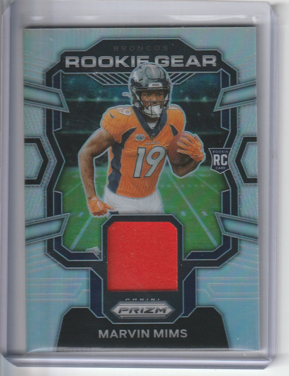 2023 Panini Prizm Football -Marvin Mims 'Rookie Gear' Memorabilia Silver Prizm Holo
