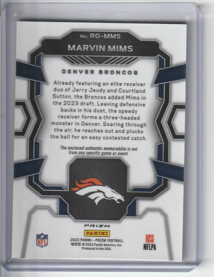 2023 Panini Prizm Football -Marvin Mims 'Rookie Gear' Memorabilia Silver Prizm Holo