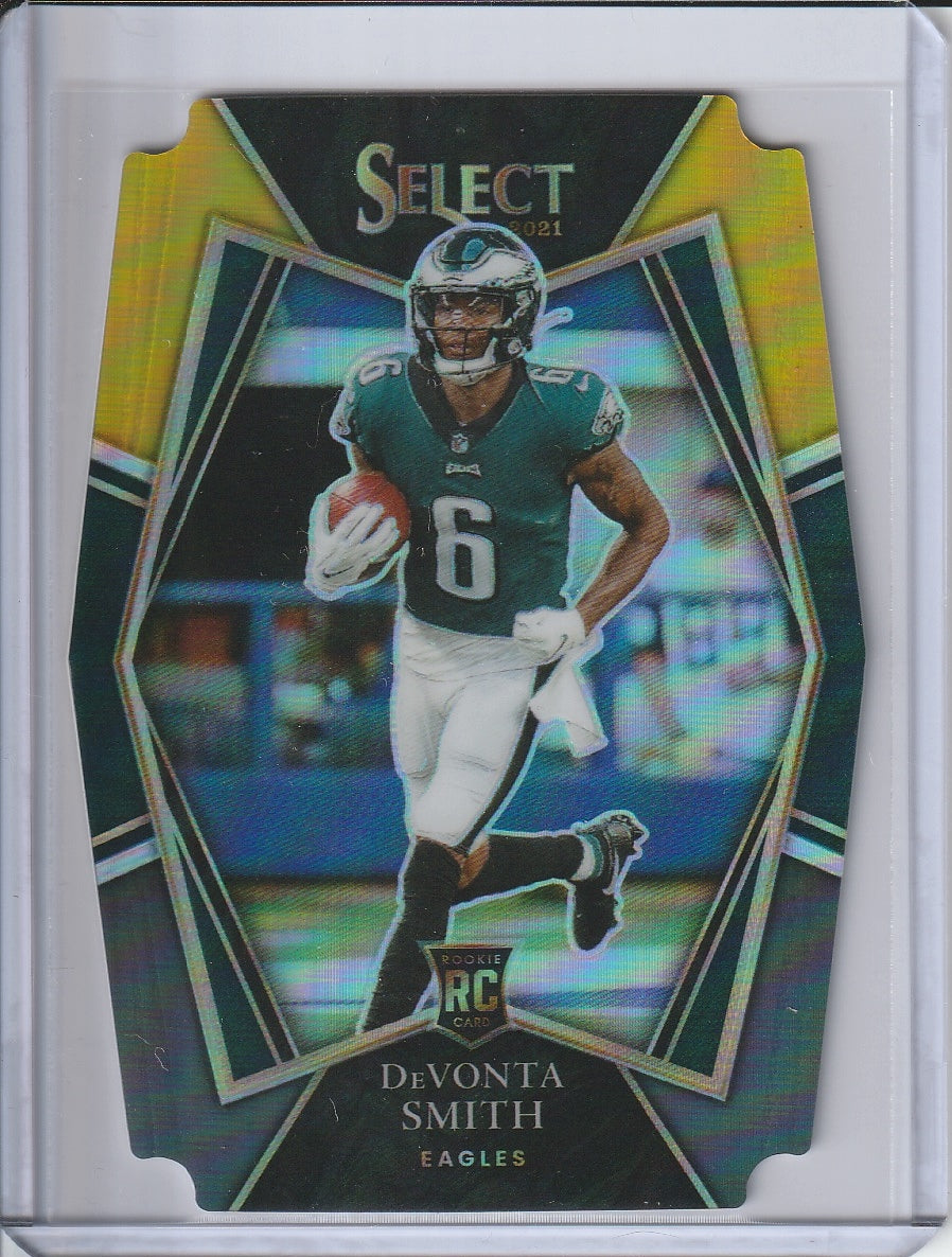 2021 Panini Select Football - DeVonta Smith 'Premier Level Black Gold' Die Cut Prizm RC Rookie