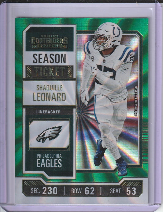 2023 Panini Contenders Football - Shaquille Leonard 'Green Laser'
