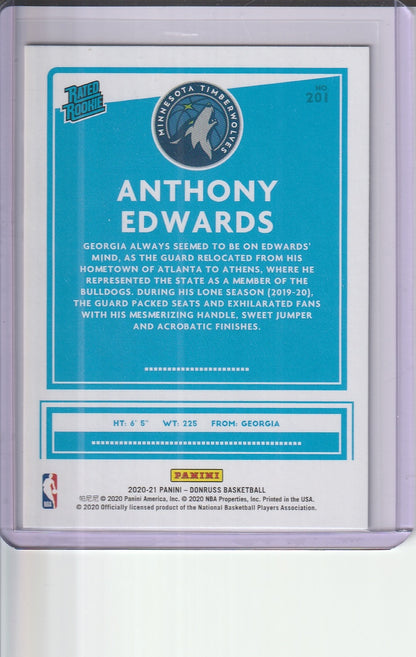 2020-21 Panini Donruss Basketball - Anthony Edwards 'Rated Rookie' RC Rookie