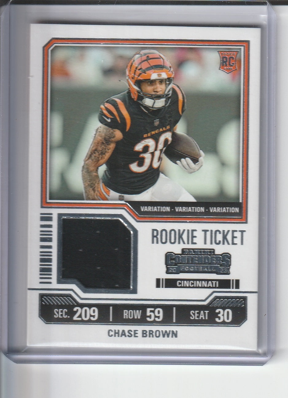 2023 Panini Contenders Football - Chase Brown 'Rookie Ticket' Jersey Relic RC