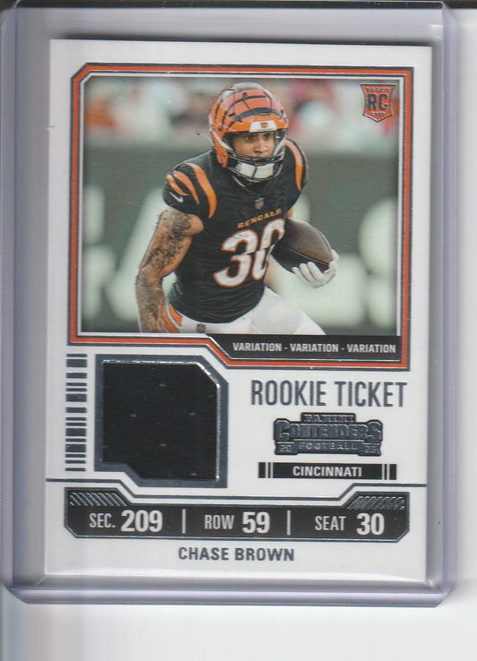 2023 Panini Contenders Football - Chase Brown 'Rookie Ticket' Jersey Relic RC