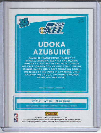 2020-21 Panini Donruss Basketball - Udoka Azubuike 'Rated Rookie' Press Proof Purple /199