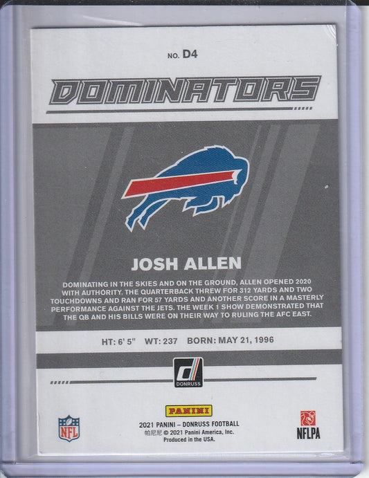 .2021 Panini Donruss Football - Josh Allen 'Dominators'