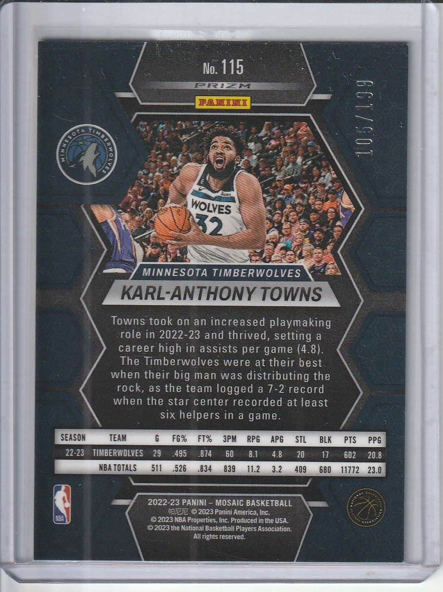 2022-23 Panini Mosaic Basketball - Karl-Anthony Towns 'Blue Prizm' /199