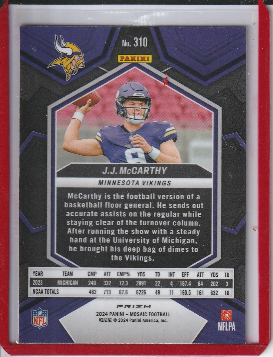 2024 Panini Mosaic Football - J.J McCarthy 'Pink Camo' RC Rookie