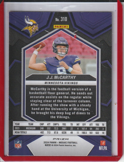 2024 Panini Mosaic Football - J.J McCarthy 'Pink Camo' RC Rookie