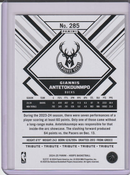 2024-25 Panini Hoops Basketball - Giannis Antetokounmpo 'Tribute'